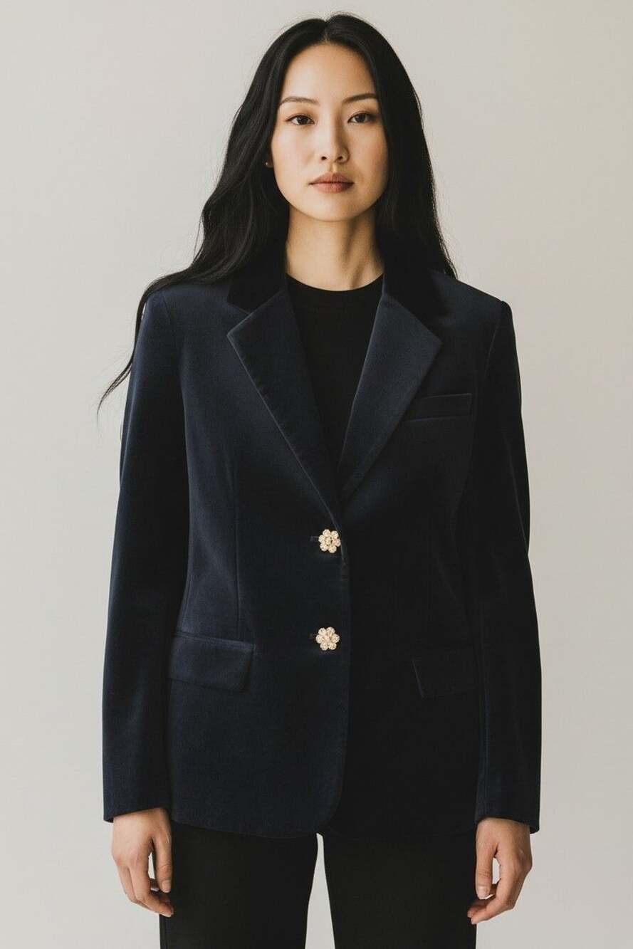 Judith Hart Velvet Blazer Size 16 Crystal Buttons